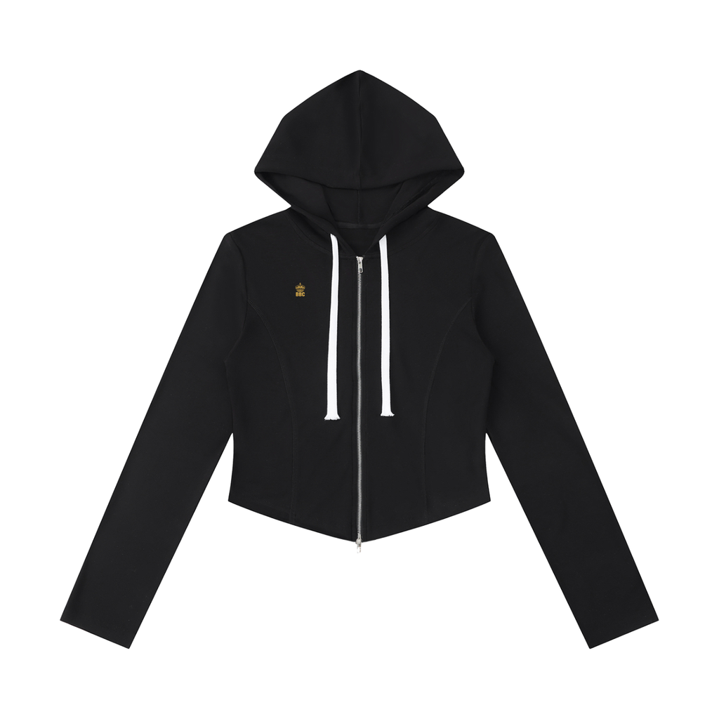 Women's Slim Cropped Full Zip Hoodie