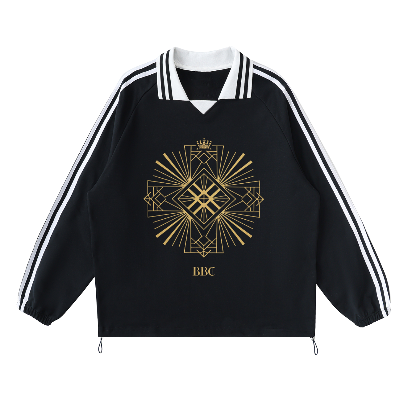 Contrast Striped Lapel Collar Sweatshirt
