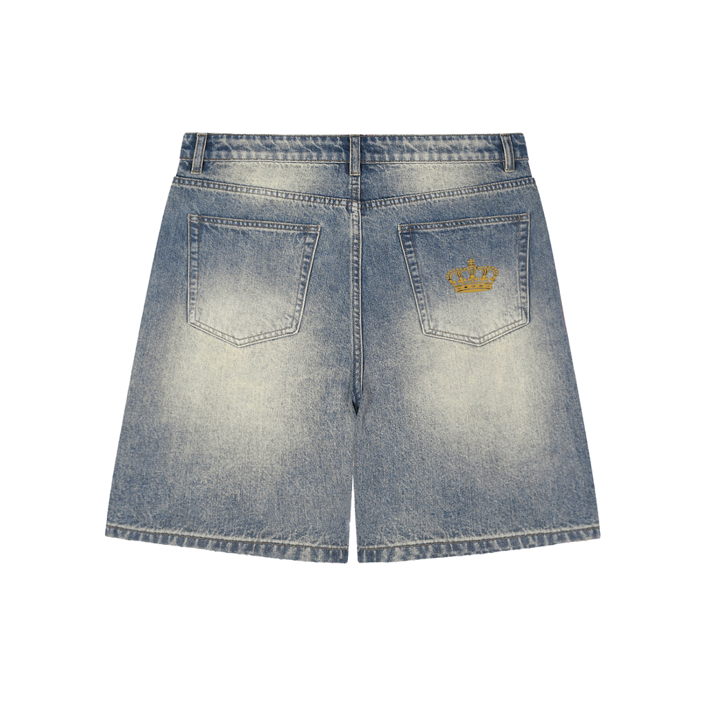 Faded Distressed Baggy Denim Shorts