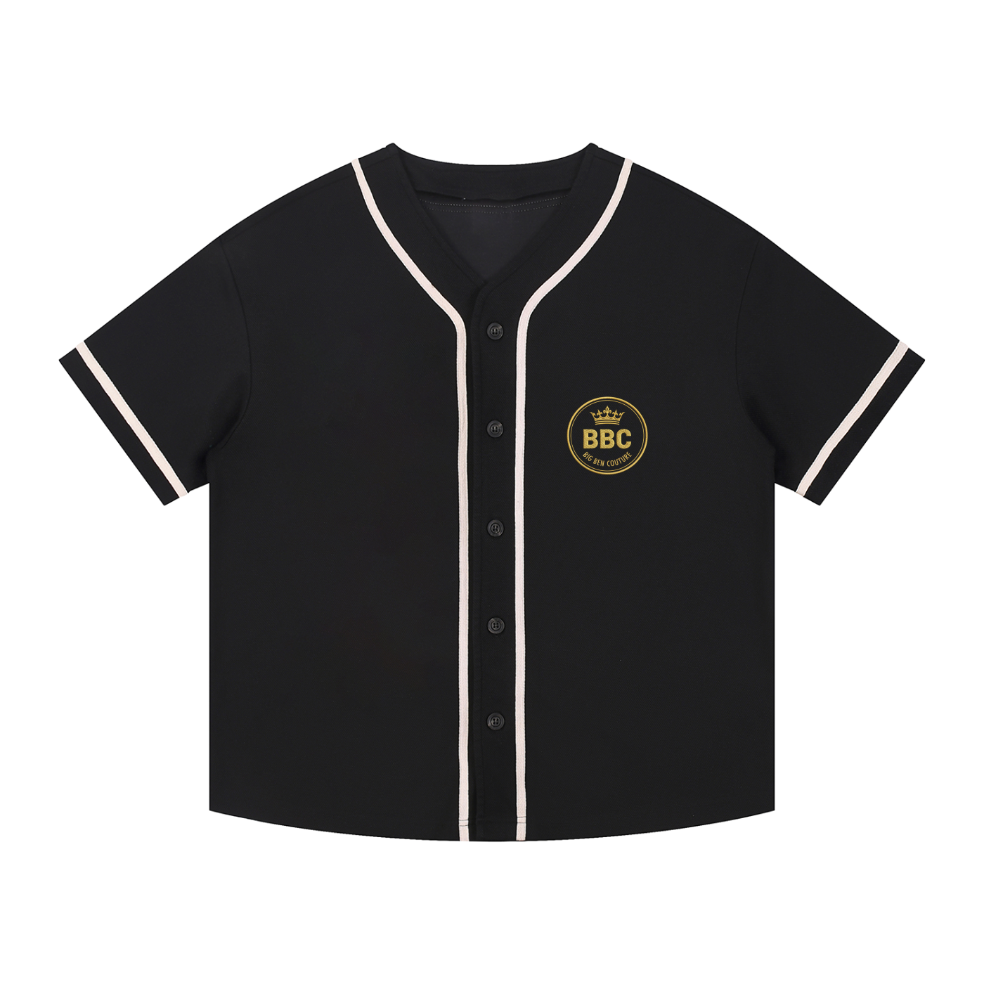 Big Ben Couture — Contrast Piped Button-Up Jersey