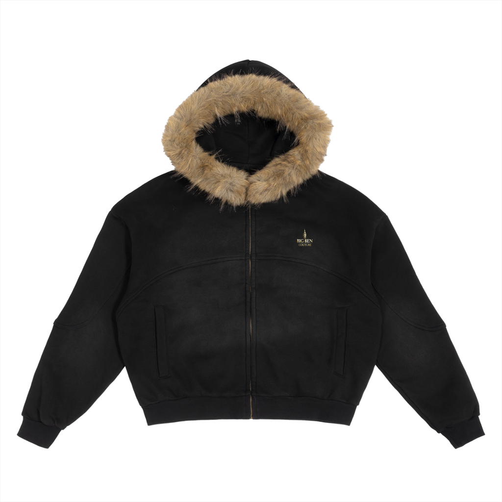 Big Ben Couture — Sun Fade Boxy Detachable Fur Hoodie
