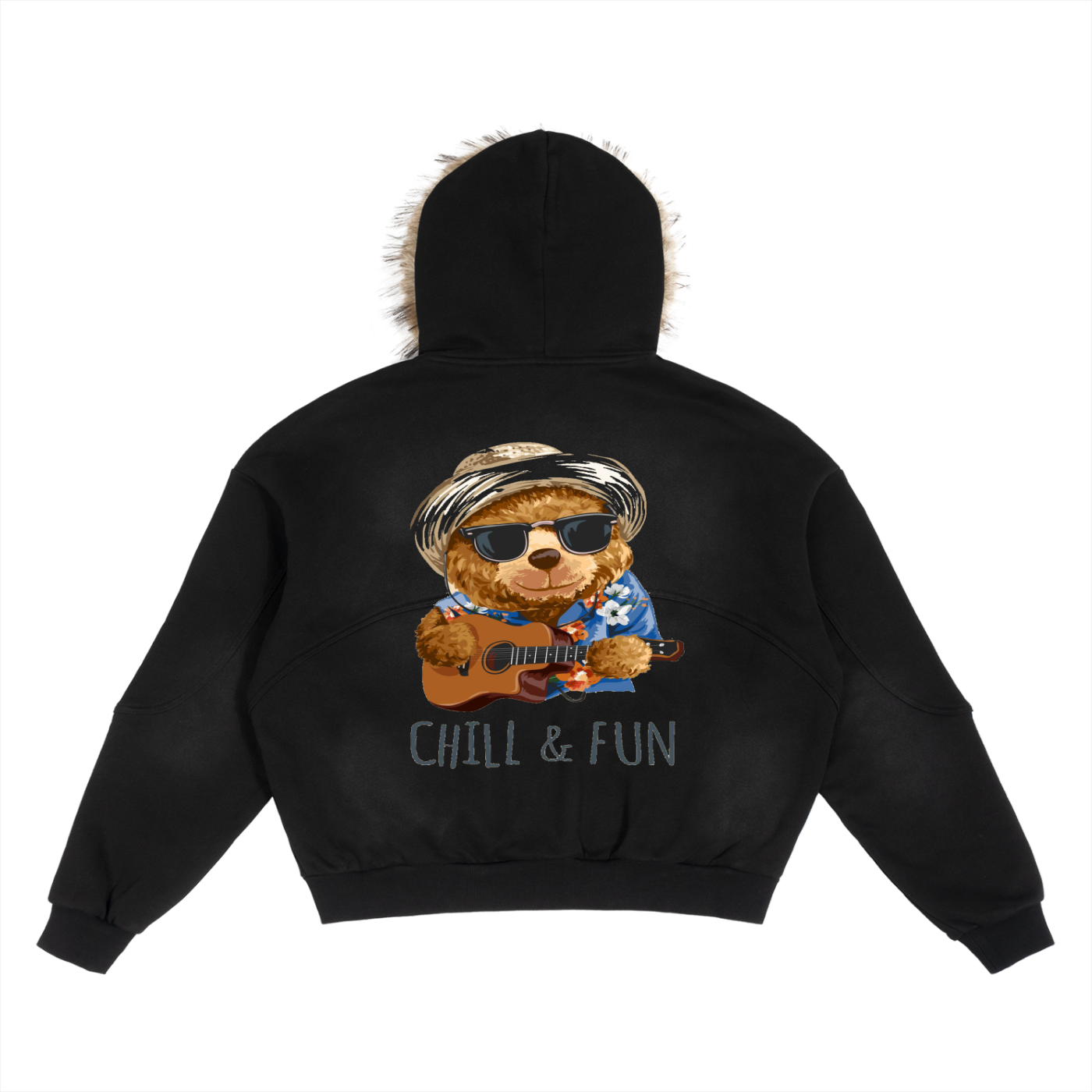 Big Ben Couture — Sun Fade Boxy Detachable Fur Hoodie