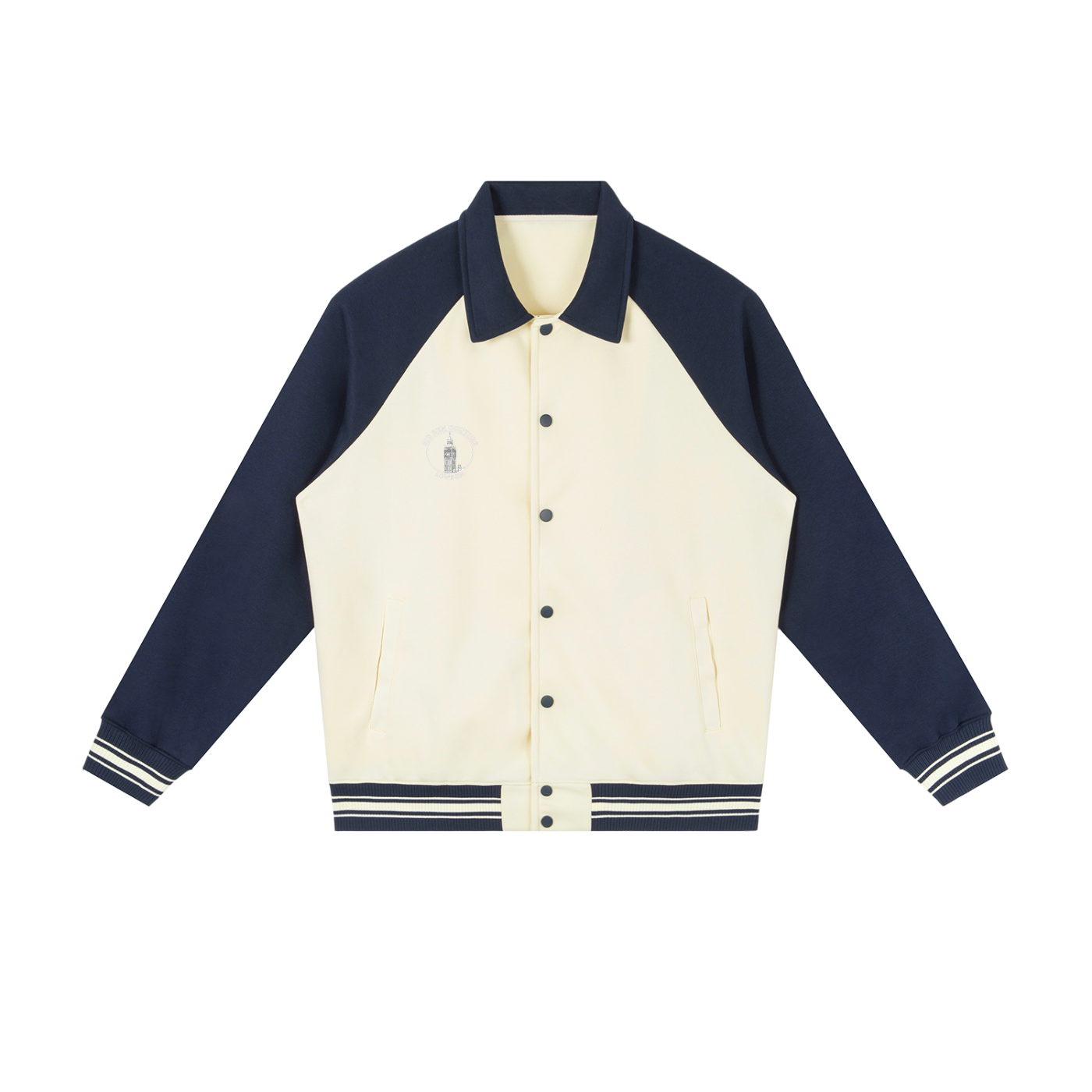 Contrast Raglan Sleeve Baseball Jacket