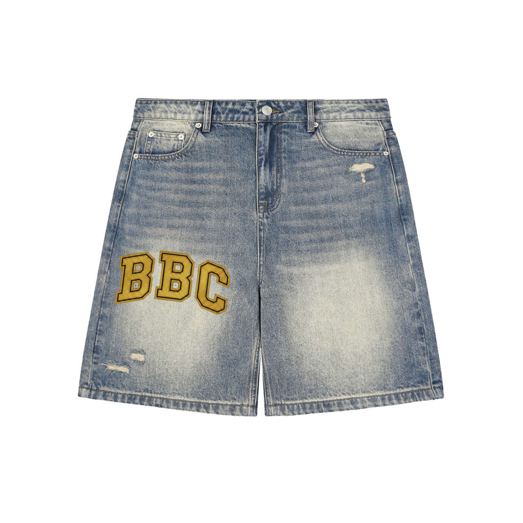 Faded Distressed Baggy Denim Shorts