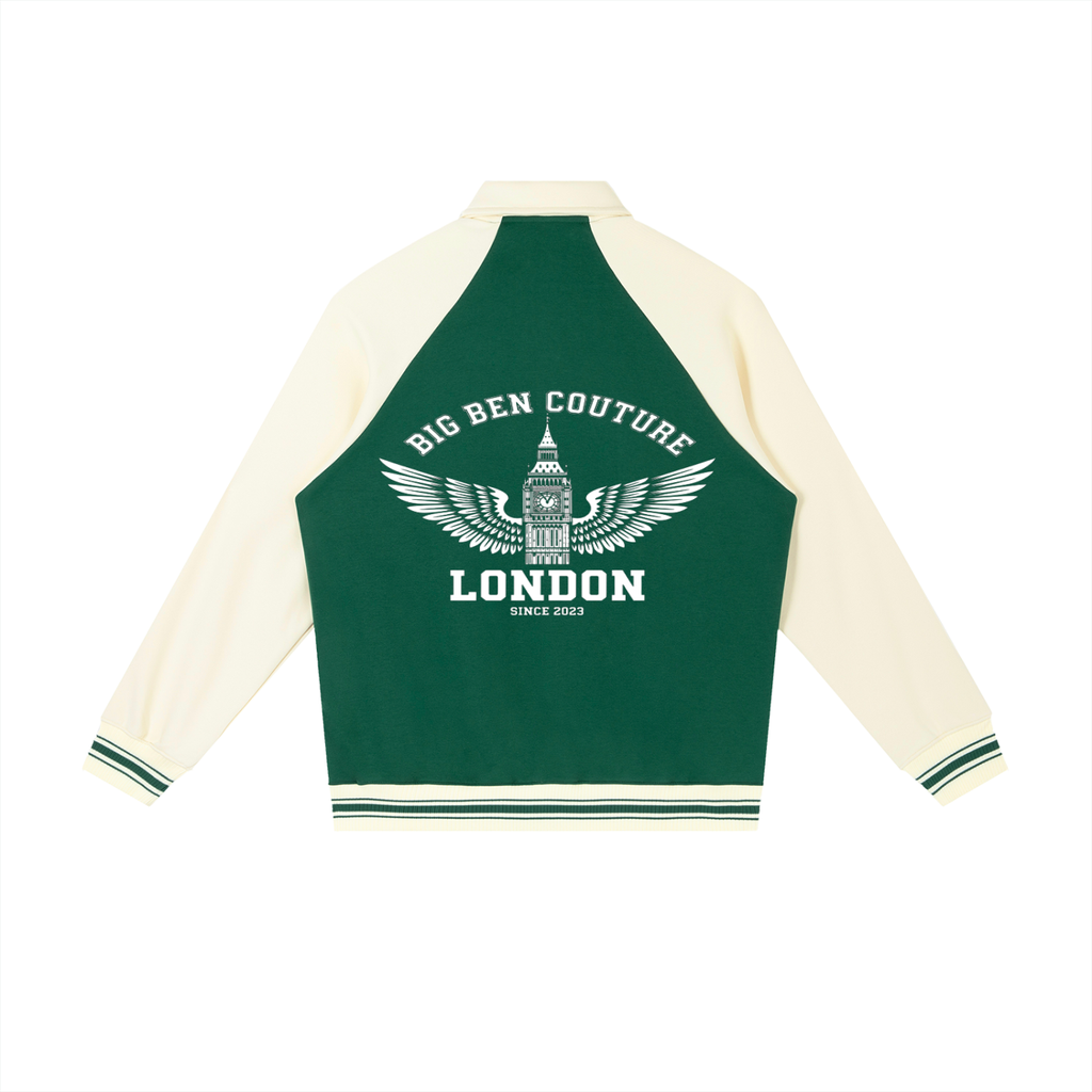 Contrast Raglan Sleeve Baseball Jacket