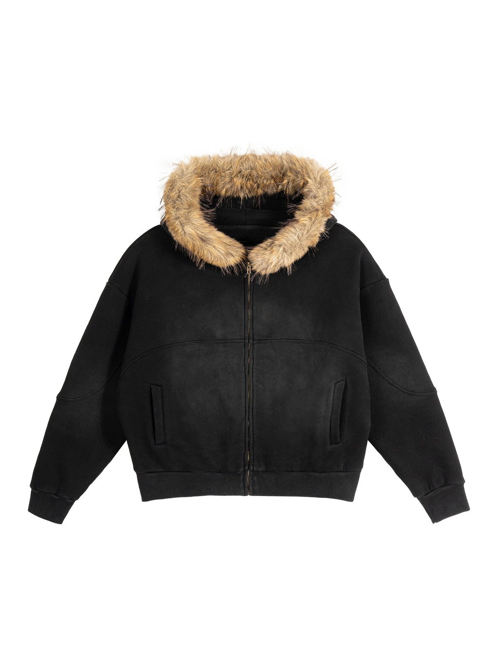 Big Ben Couture — Sun Fade Boxy Detachable Fur Hoodie